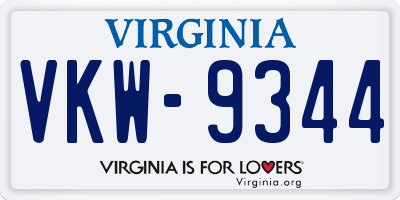 VA license plate VKW9344