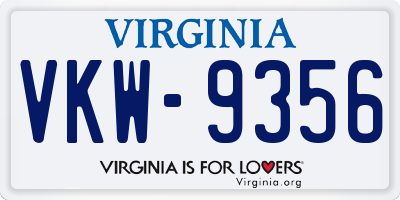 VA license plate VKW9356