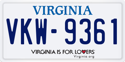 VA license plate VKW9361