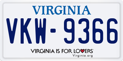 VA license plate VKW9366
