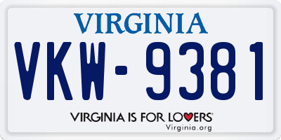 VA license plate VKW9381