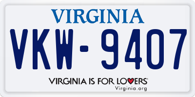 VA license plate VKW9407