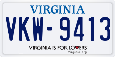 VA license plate VKW9413