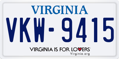 VA license plate VKW9415
