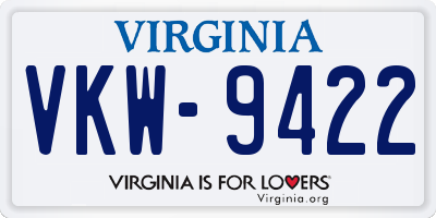 VA license plate VKW9422