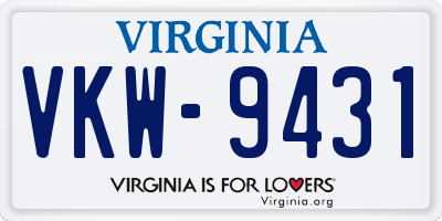 VA license plate VKW9431