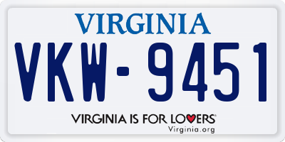 VA license plate VKW9451