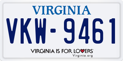 VA license plate VKW9461