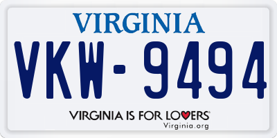 VA license plate VKW9494