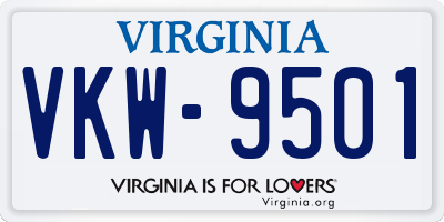 VA license plate VKW9501