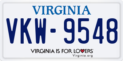 VA license plate VKW9548