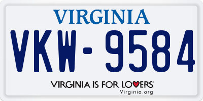 VA license plate VKW9584