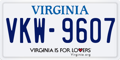 VA license plate VKW9607