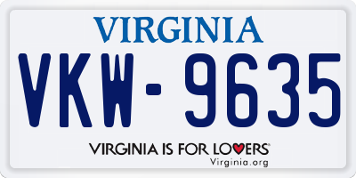 VA license plate VKW9635