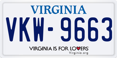 VA license plate VKW9663
