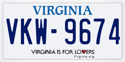 VA license plate VKW9674