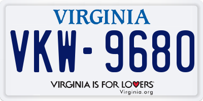 VA license plate VKW9680