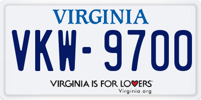 VA license plate VKW9700