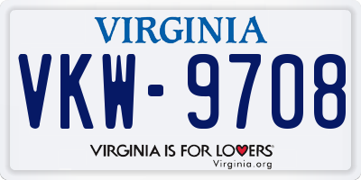 VA license plate VKW9708