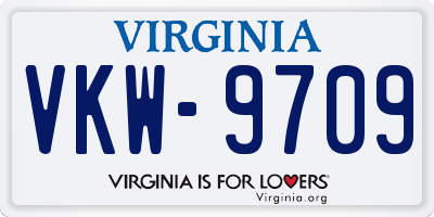 VA license plate VKW9709