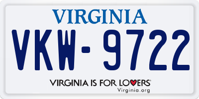 VA license plate VKW9722