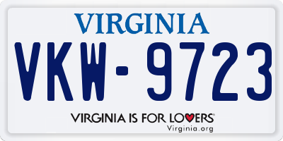 VA license plate VKW9723