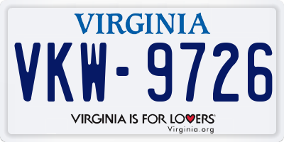 VA license plate VKW9726