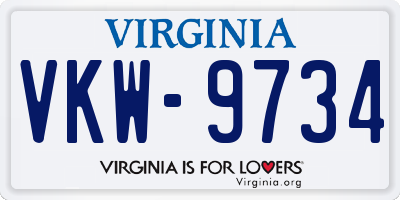 VA license plate VKW9734