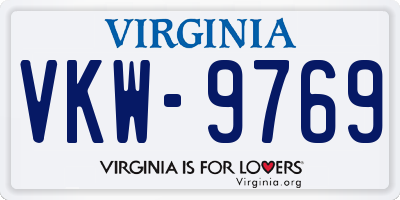 VA license plate VKW9769