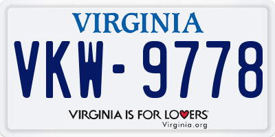 VA license plate VKW9778