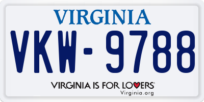 VA license plate VKW9788