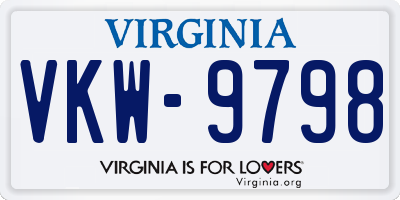 VA license plate VKW9798