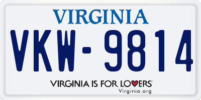 VA license plate VKW9814