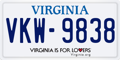 VA license plate VKW9838