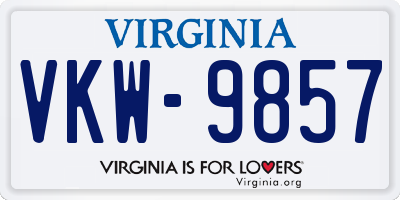 VA license plate VKW9857
