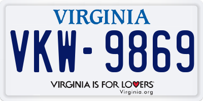 VA license plate VKW9869