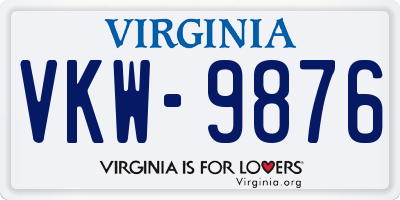 VA license plate VKW9876