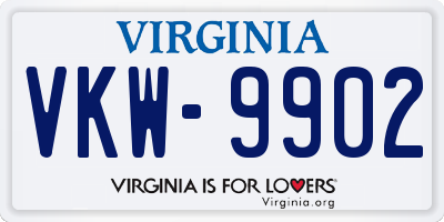 VA license plate VKW9902