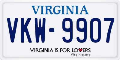 VA license plate VKW9907