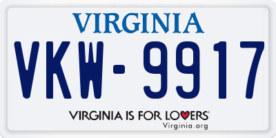 VA license plate VKW9917