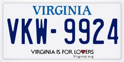 VA license plate VKW9924