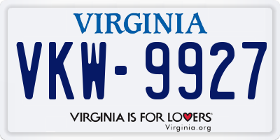 VA license plate VKW9927