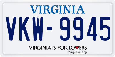 VA license plate VKW9945