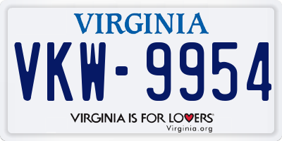 VA license plate VKW9954