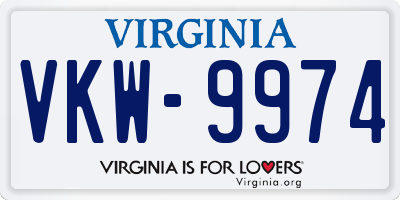 VA license plate VKW9974