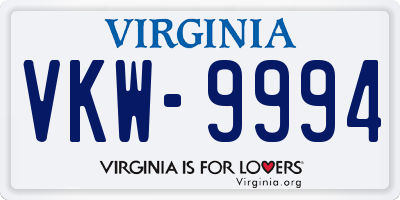 VA license plate VKW9994