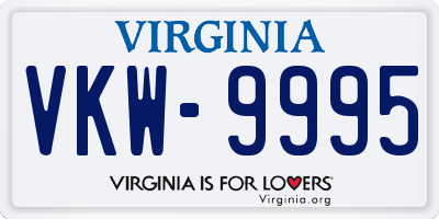VA license plate VKW9995
