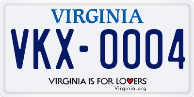 VA license plate VKX0004