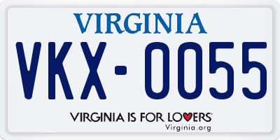 VA license plate VKX0055