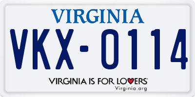 VA license plate VKX0114